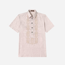 Load image into Gallery viewer, En Barong Filipino Men’s Size 3XL Embroidered Half-Open Short Sleeve Barong in Beige
