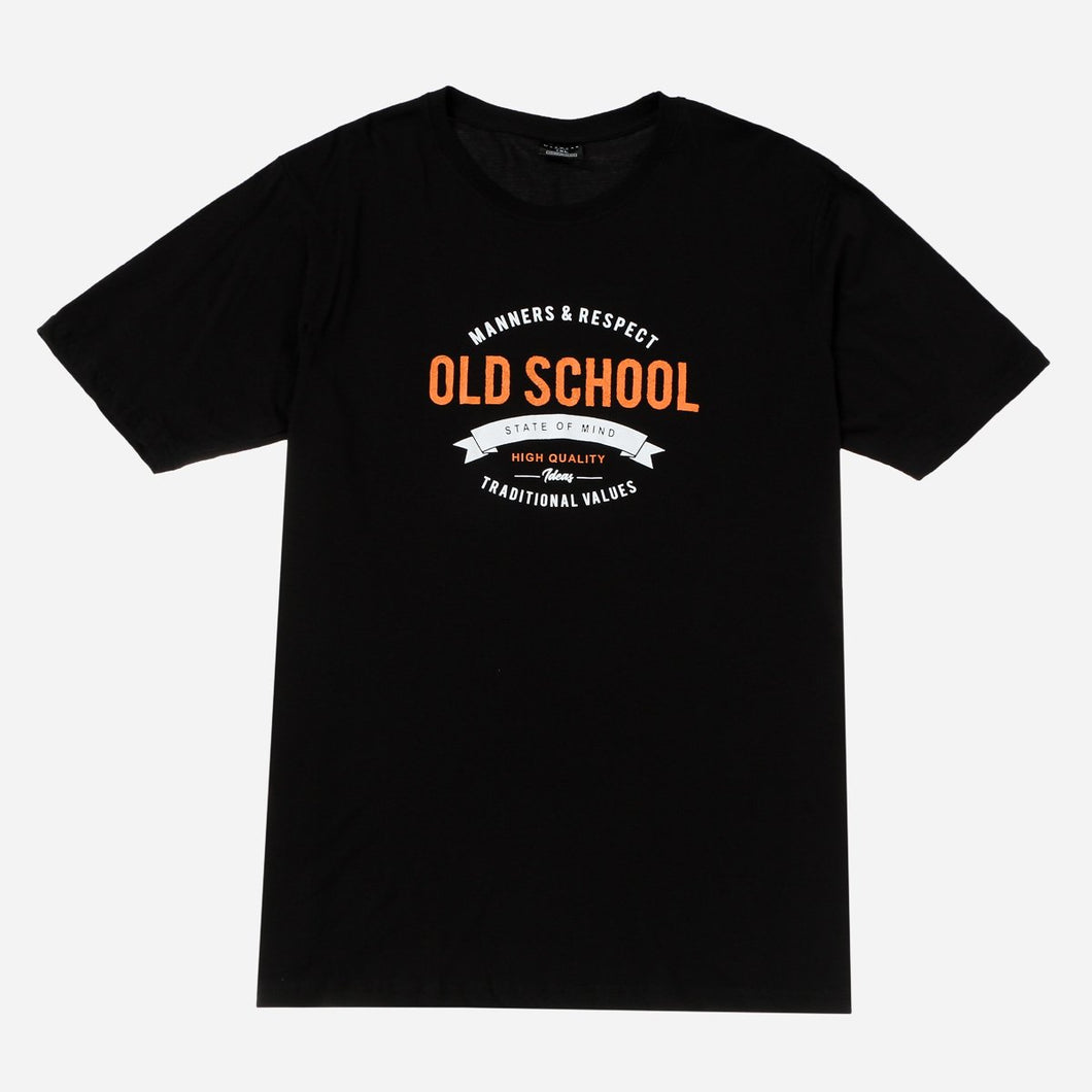 Maxwear Men's Plus Size Old School Statement Tee in Black