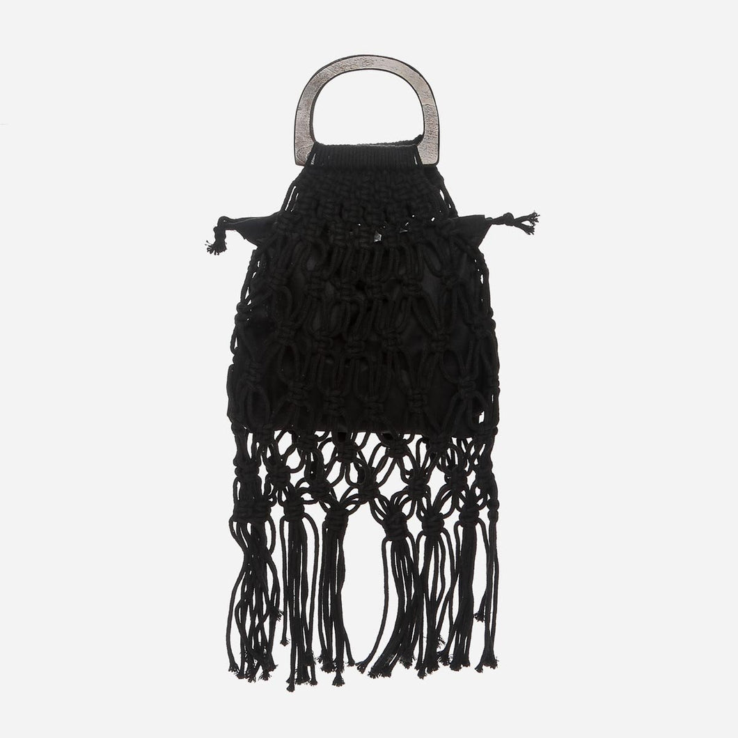 Tropiko by Kultura Ladies' Macrame Net Hand Bag in Black