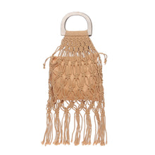 Load image into Gallery viewer, Tropiko by Kultura Ladies&#39; Macrame Net Hand Bag in Tan
