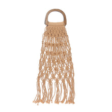 Load image into Gallery viewer, Tropiko by Kultura Ladies&#39; Macrame Net Hand Bag in Tan
