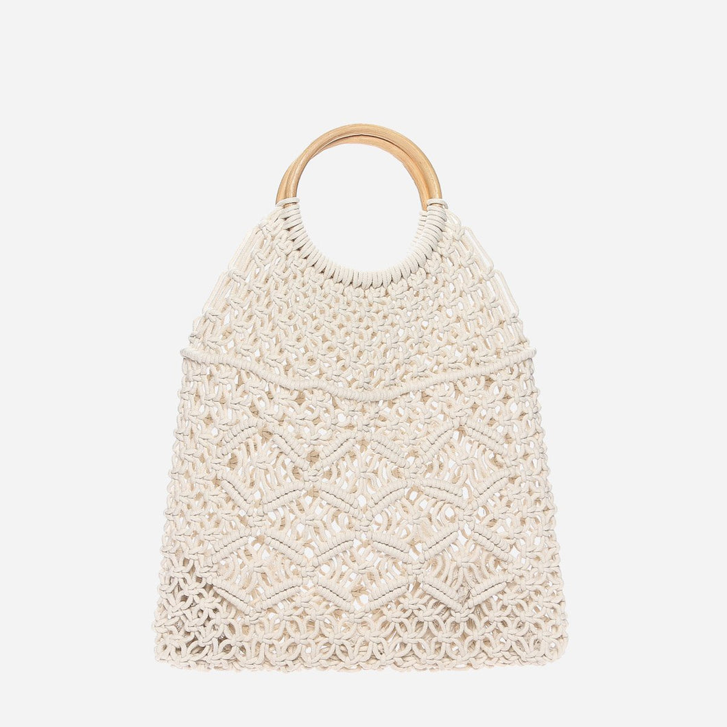 Tropiko by Kultura Ladies' Macrame Net Hand Bag in Cream