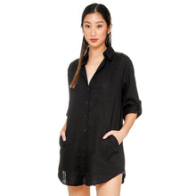 Load image into Gallery viewer, Coco Cabana Ladies&#39; Button-Down Tunic in Black
