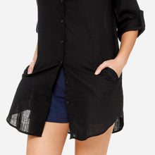 Load image into Gallery viewer, Coco Cabana Ladies&#39; Button-Down Tunic in Black
