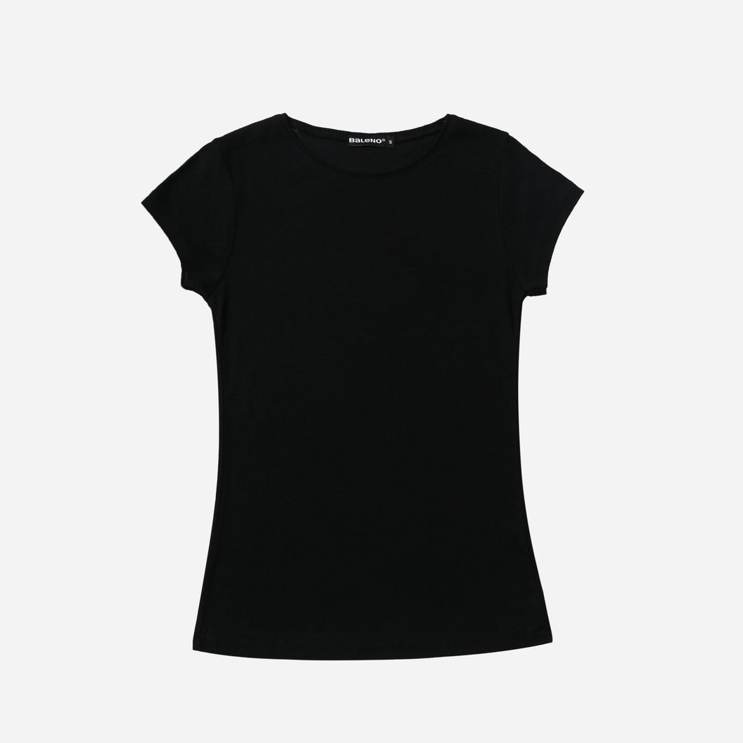 Baleno Ladies' Basic Crew Neck Tee in Black