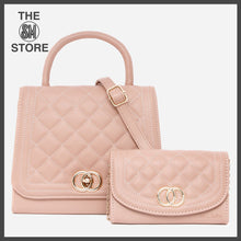 Load image into Gallery viewer, Secosana Ladies&#39; Quilted Twist Lock Handbag and Mini Shoulder Bag Set in Old Rose
