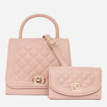 Load image into Gallery viewer, Secosana Ladies&#39; Quilted Twist Lock Handbag and Mini Shoulder Bag Set in Old Rose
