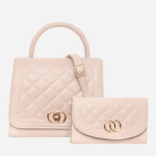 Load image into Gallery viewer, Secosana Ladies&#39; Quilted Twist Lock Handbag and Mini Shoulder Bag Set in Cream
