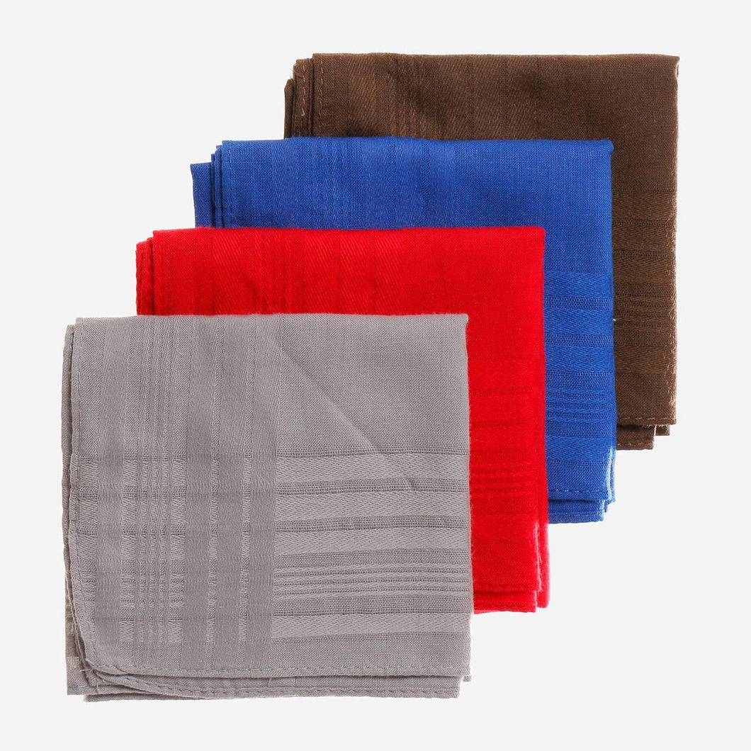 SM Accessories MSense Men's 4-Piece Tonal Check Handkerchief Set