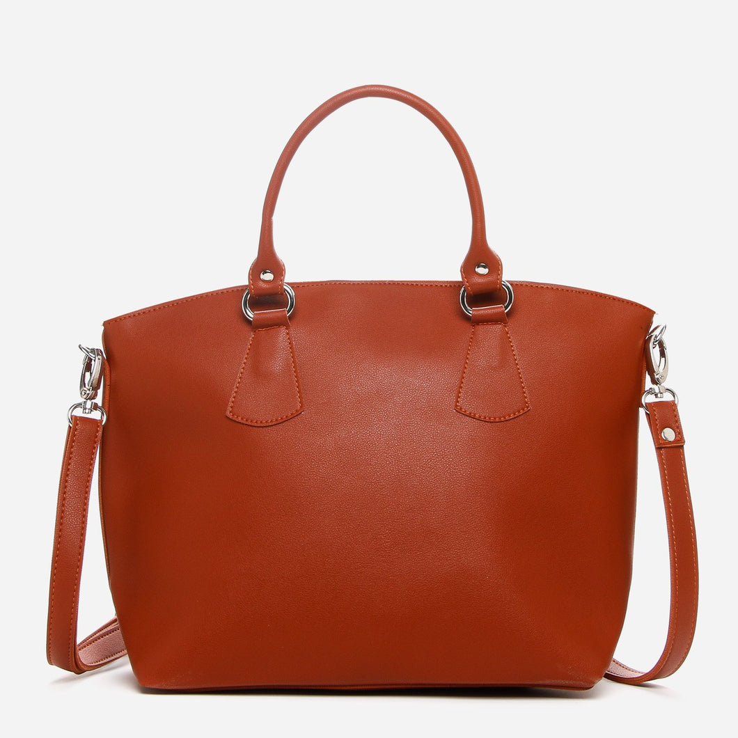 Parisian Ladies' Audra Handbag with Detachable Strap in Rust