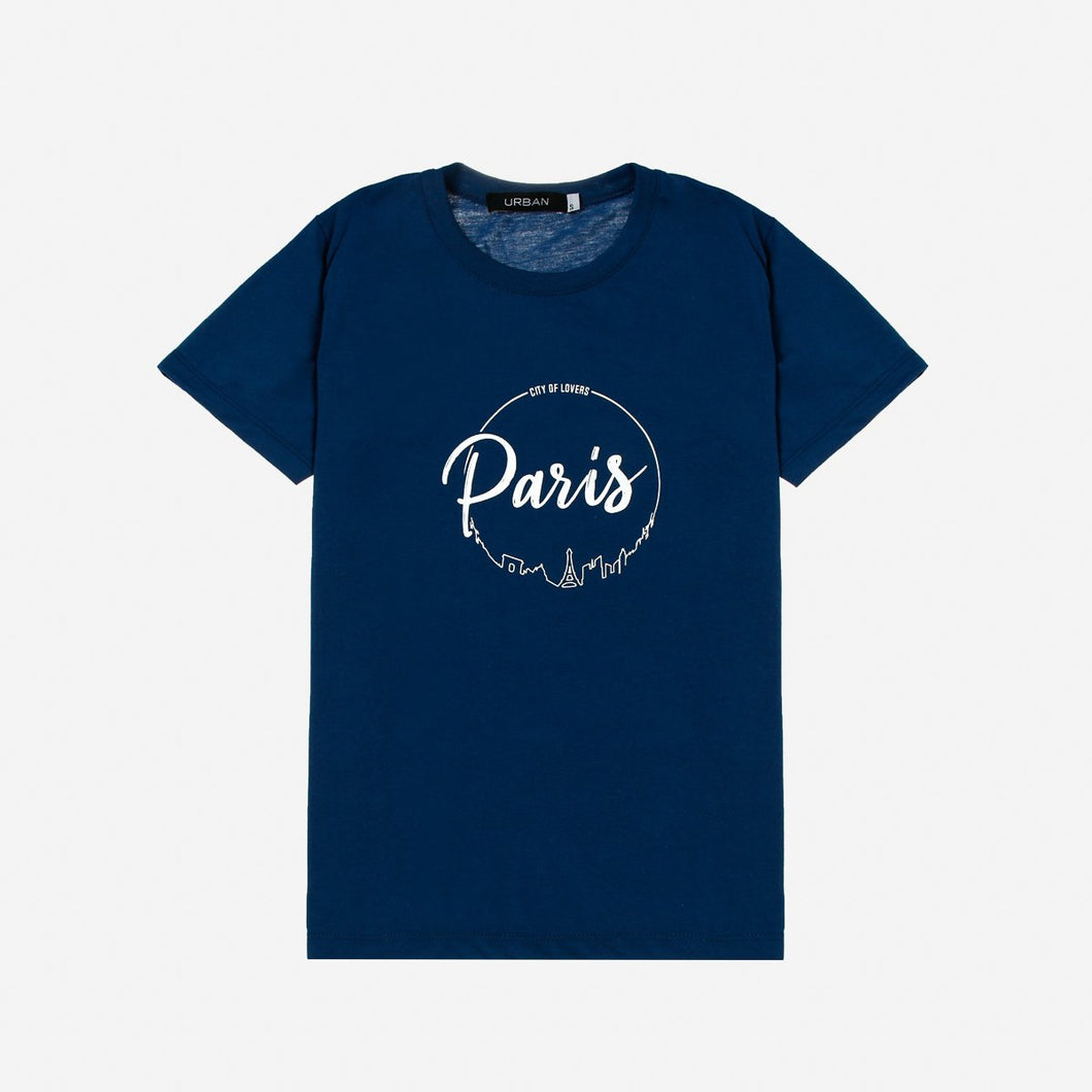 GTW Urban Girls Teens' Paris City of Love Graphic Tee in Blue