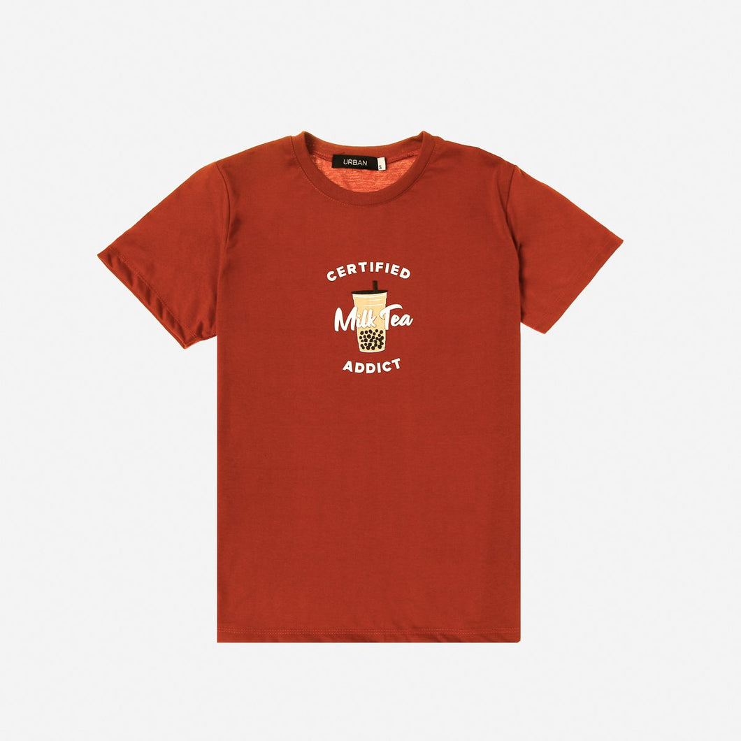 GTW Urban Girls Teens' Certified Milk Tea Addict Graphic Tee in Brown