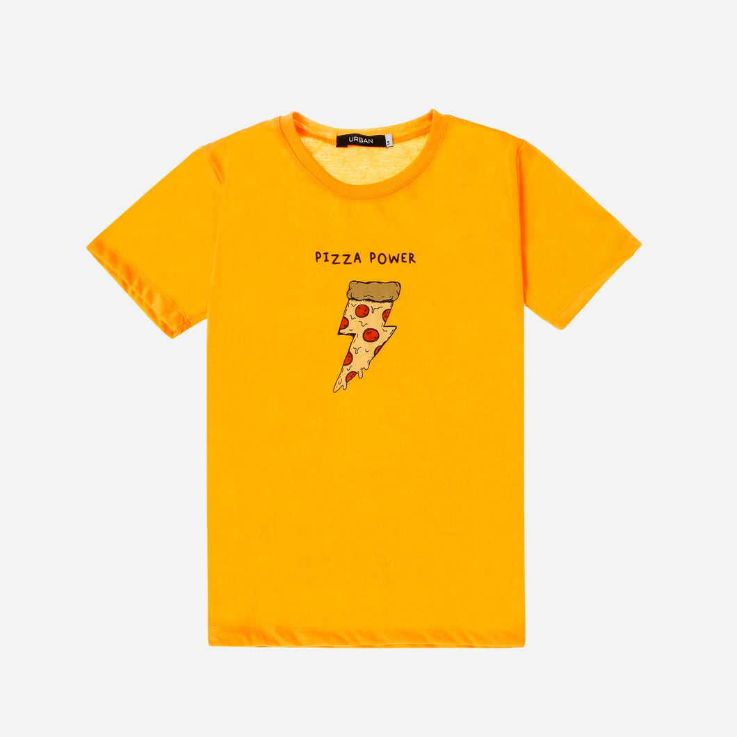 GTW Urban Girls Teens' Pizza Power Graphic Tee in Orange