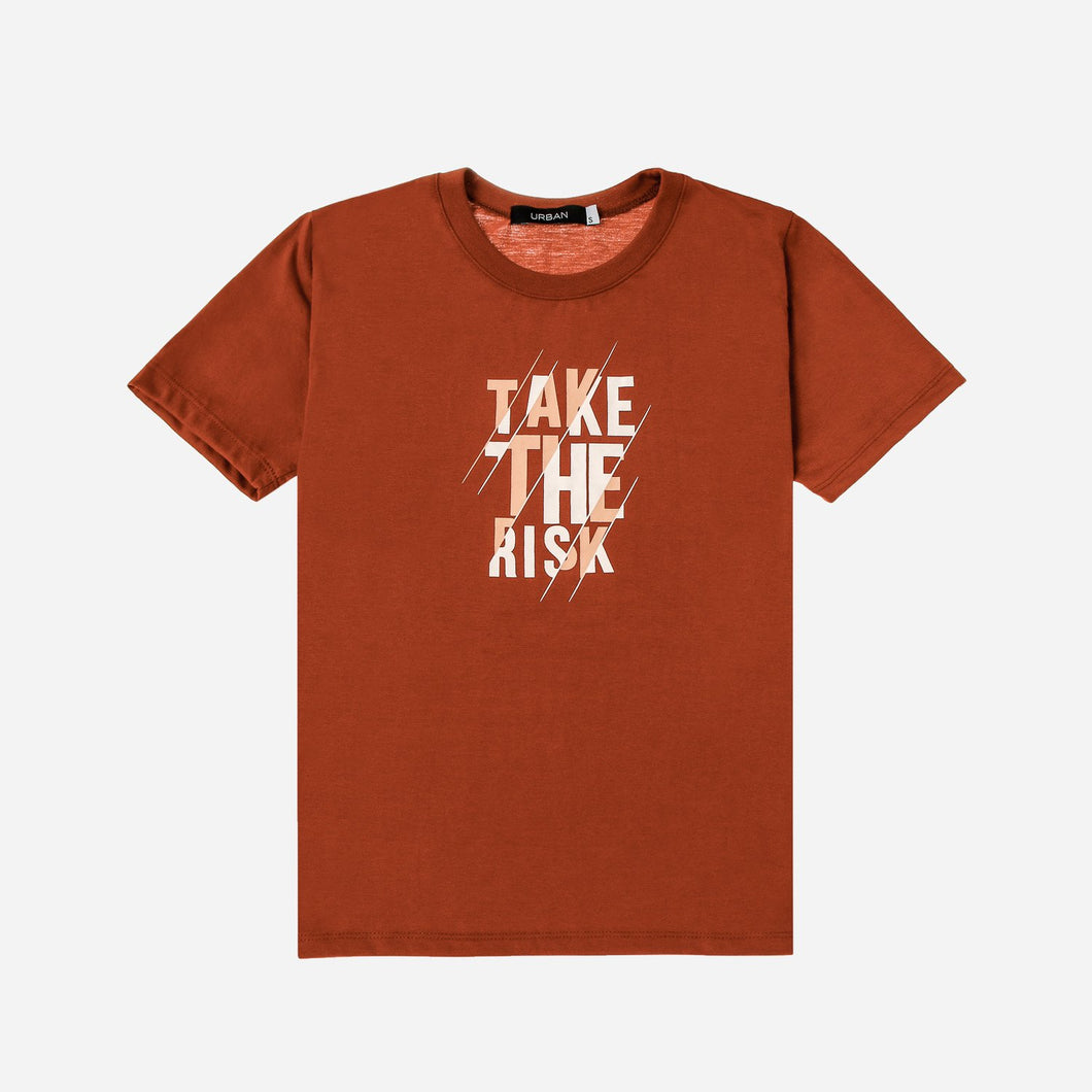 GTW Urban Girls Teens' Take the Risk Statement Tee in Brown