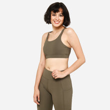 Load image into Gallery viewer, SM Woman Activewear Ladies&#39; Racerback Sports Bra in Olive Green
