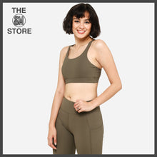 Load image into Gallery viewer, SM Woman Activewear Ladies&#39; Racerback Sports Bra in Olive Green
