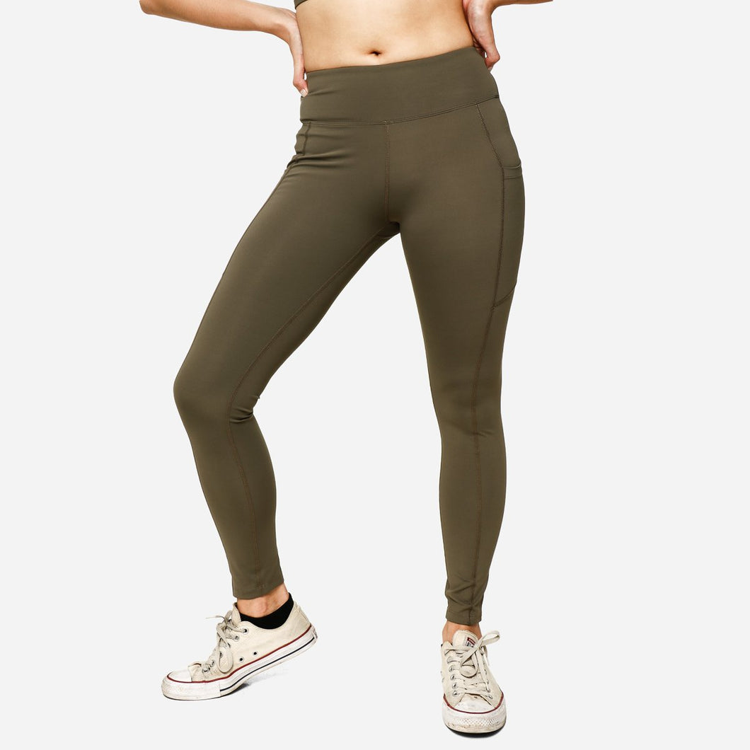 SM Woman Activewear Ladies' Basic Leggings in Olive Green