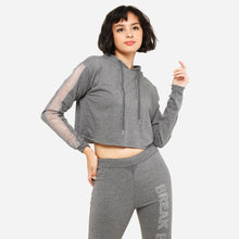 Load image into Gallery viewer, SM Woman Activewear Ladies&#39; Raw Hem Cropped Hoodie in Gray
