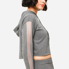 Load image into Gallery viewer, SM Woman Activewear Ladies&#39; Raw Hem Cropped Hoodie in Gray
