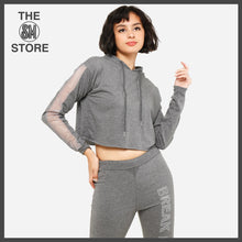 Load image into Gallery viewer, SM Woman Activewear Ladies&#39; Raw Hem Cropped Hoodie in Gray
