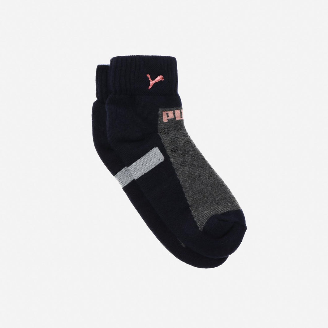 Puma Ladies' Embroidered Sports Ankle Socks in Dark Gray