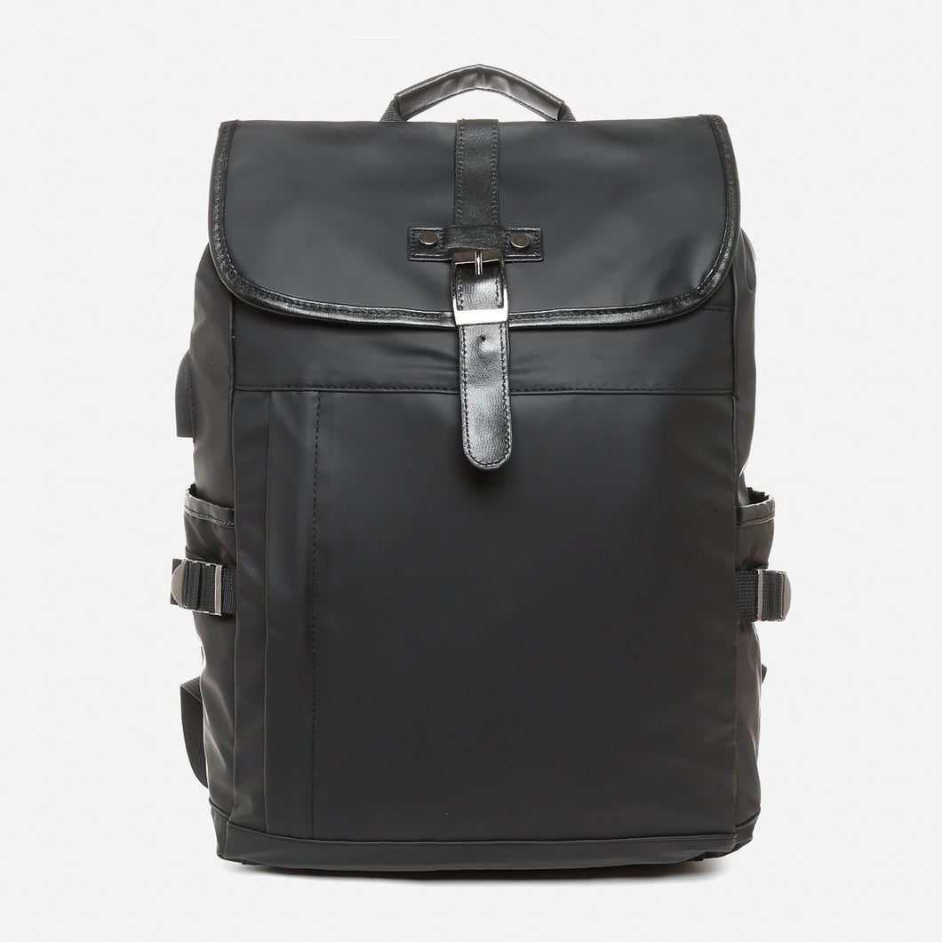 Salvatore Mann Men's Ramsey Flap Top Backpack in Black