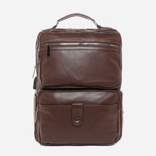 Load image into Gallery viewer, Salvatore Mann Men&#39;s Rafaelo Magnetic Snap Tab Backpack in Brown  
