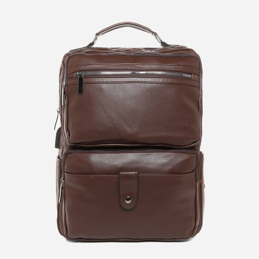 Salvatore Mann Men's Rafaelo Magnetic Snap Tab Backpack in Brown  