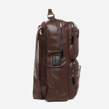 Load image into Gallery viewer, Salvatore Mann Men&#39;s Rafaelo Magnetic Snap Tab Backpack in Brown  
