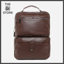 Load image into Gallery viewer, Salvatore Mann Men&#39;s Rafaelo Magnetic Snap Tab Backpack in Brown  
