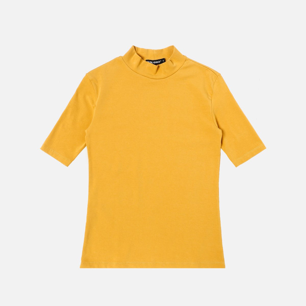 Baleno Ladies' Basic Mock Neck Top in Mustard