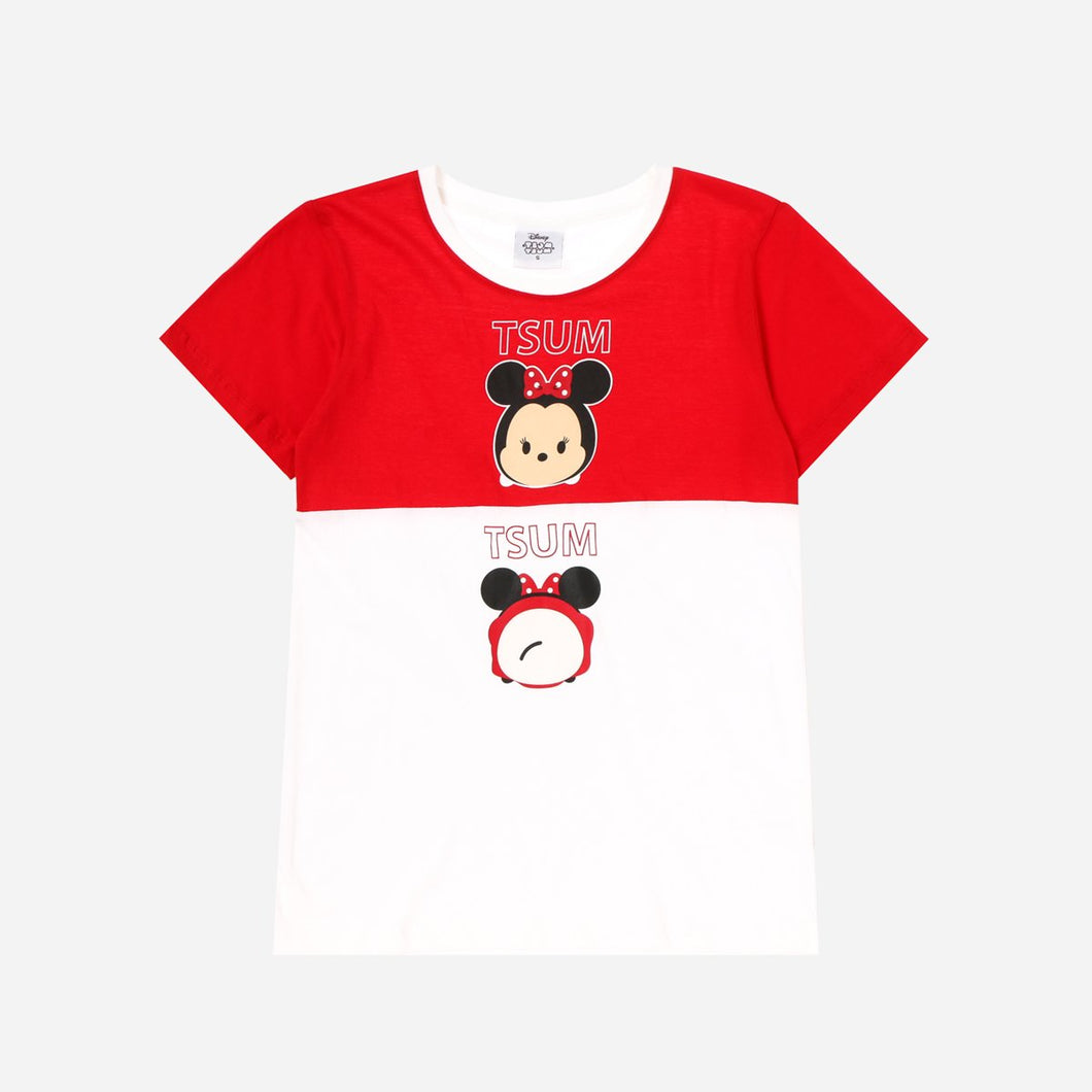 Disney Tsum Tsum Girls Teens' Half Tsum Tsum Graphic Tee in Red