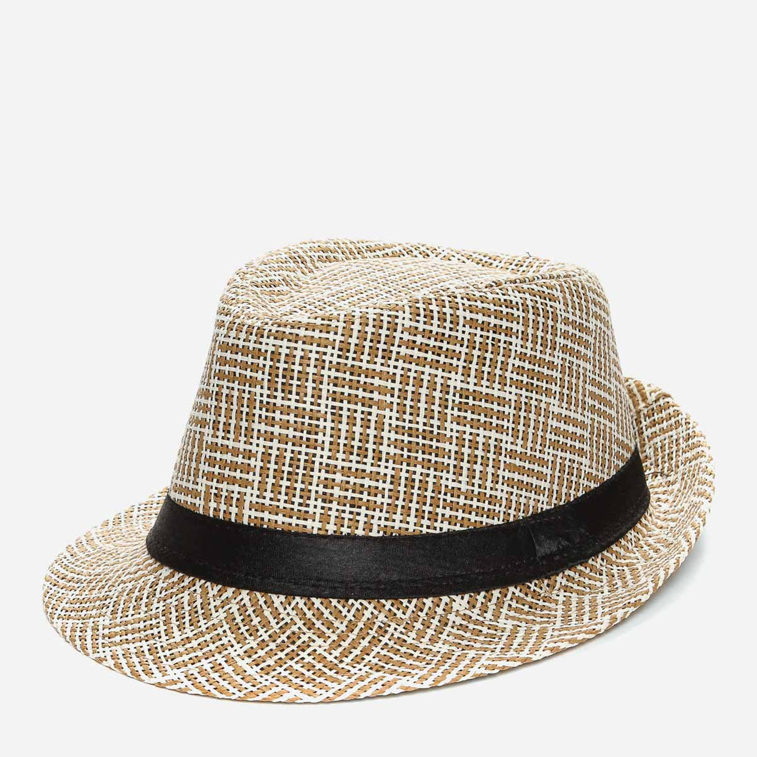 Tropiko by Kultura Ladies' Raffia Plaid Panama Hat in Cream