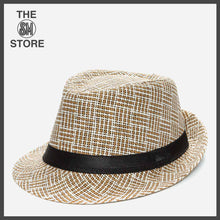 Load image into Gallery viewer, Tropiko by Kultura Ladies&#39; Raffia Plaid Panama Hat in Cream
