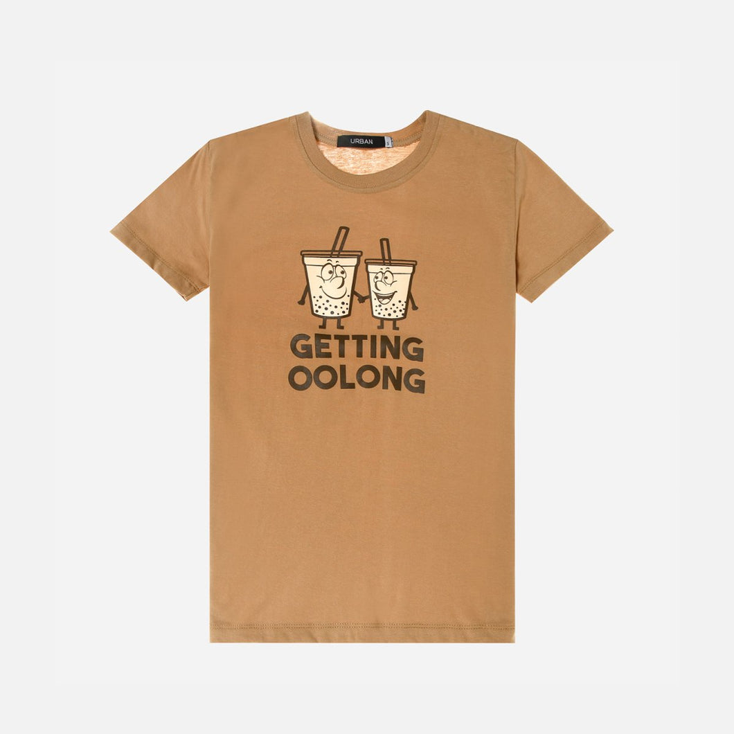 GTW Urban Girls Teens' Getting Oolong Graphic Tee in Light Brown