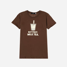 Load image into Gallery viewer, GTW Urban Girls Teens&#39; But First, Milk Tea Graphic Tee in Brown
