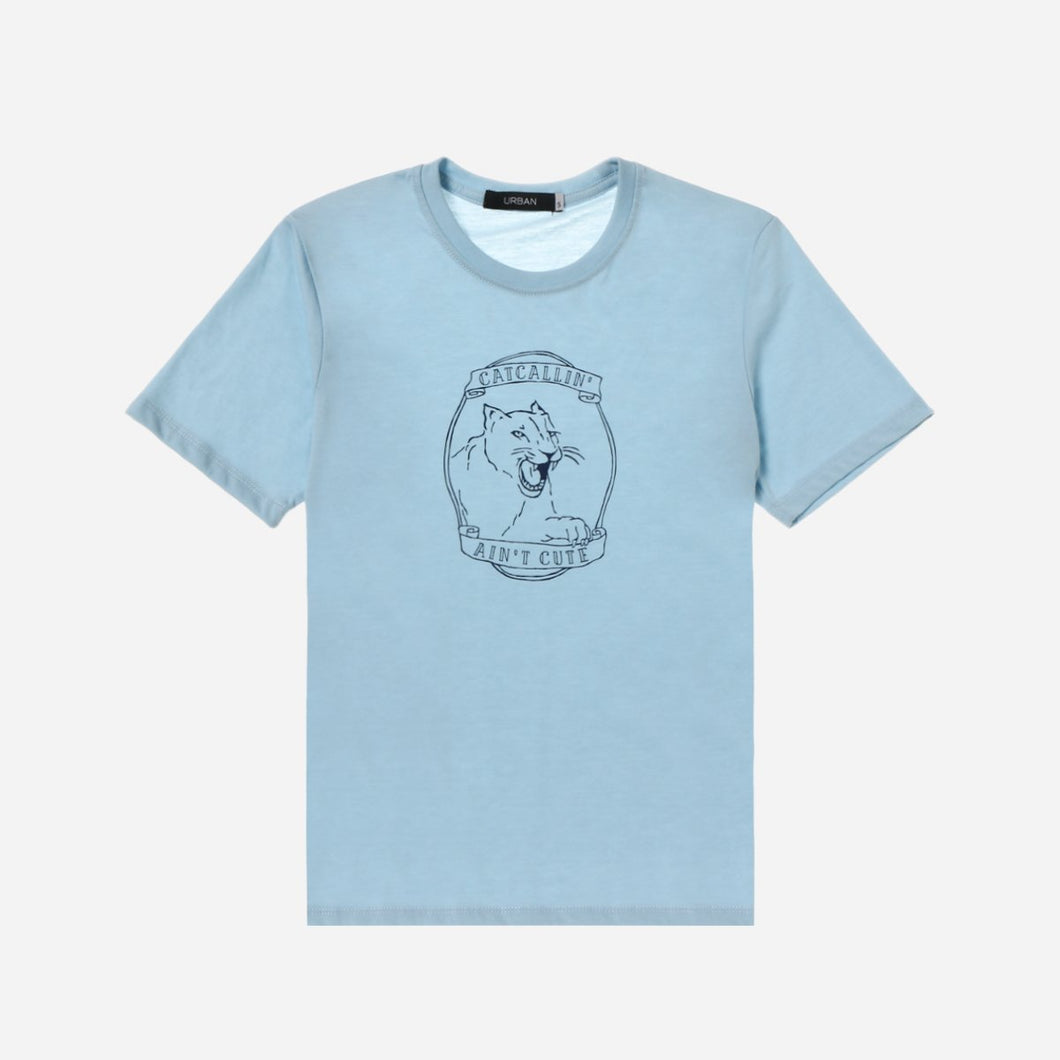 GTW Urban Girls Teens' Catcallin' Ain't Cute Graphic Tee in Light Blue