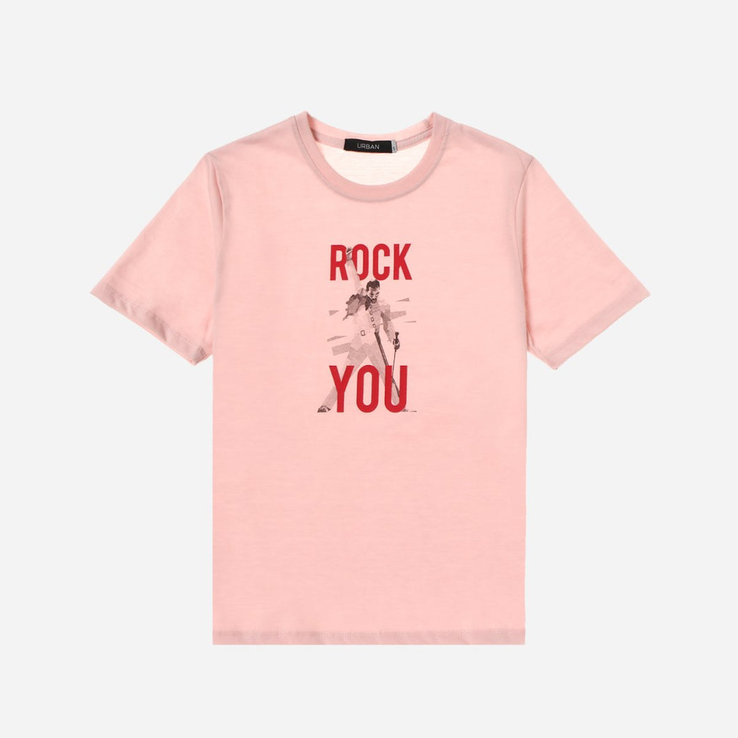 GTW Urban Girls Teens' Rock On Graphic Tee in Pink