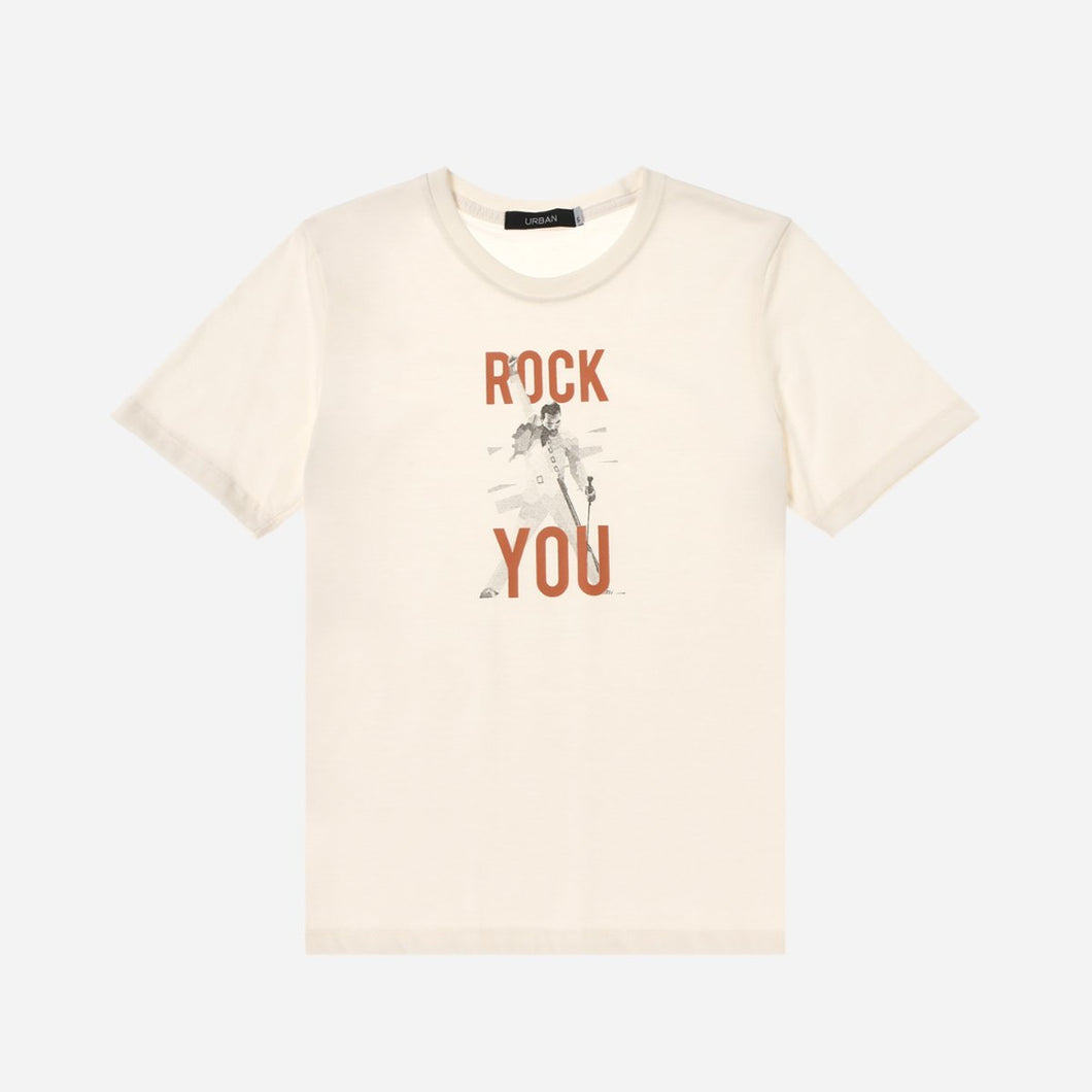 GTW Urban Girls Teens' Rock On Graphic Tee in Off White