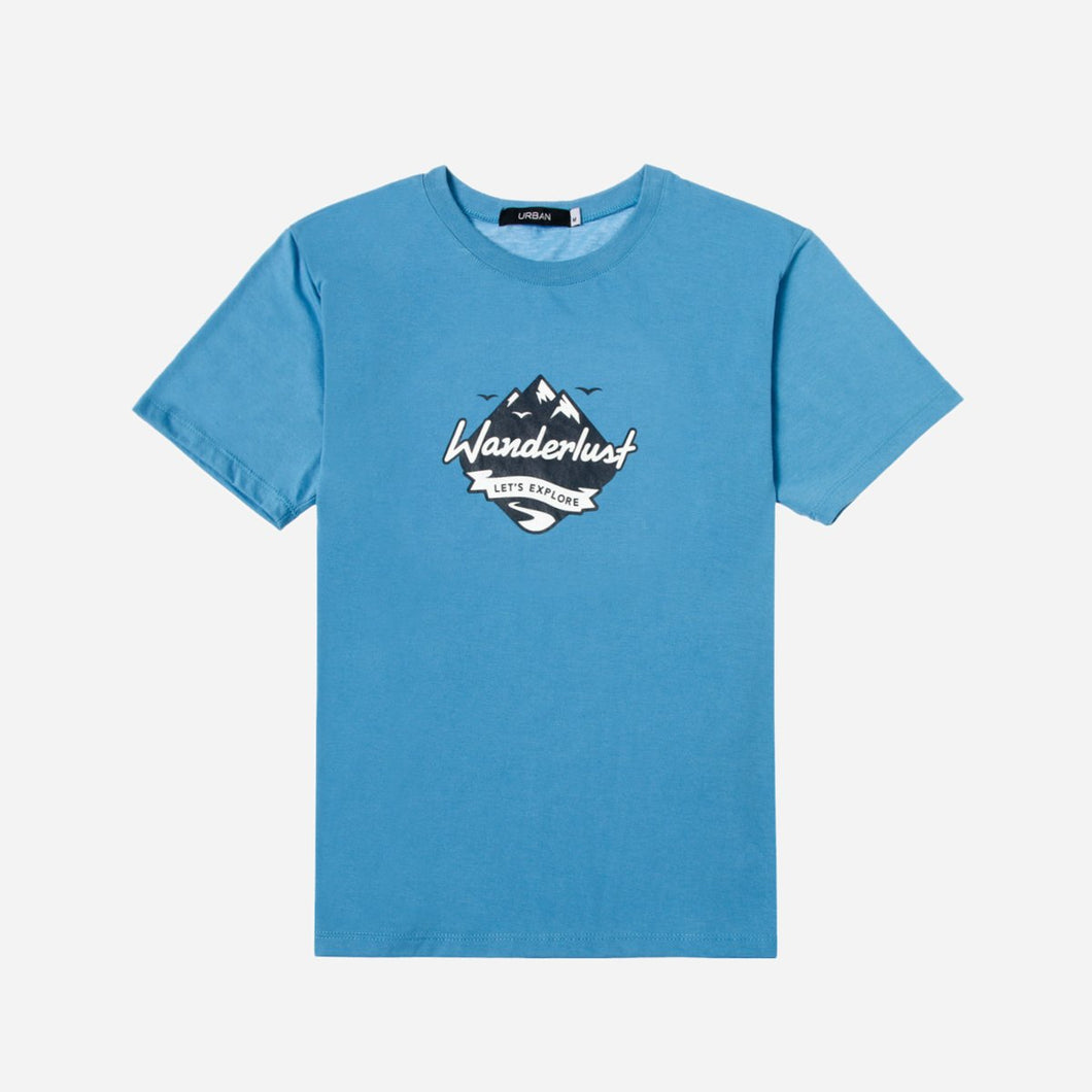 GTW Urban Girls Teens' Wanderlust Let's Explore Graphic Tee in Blue