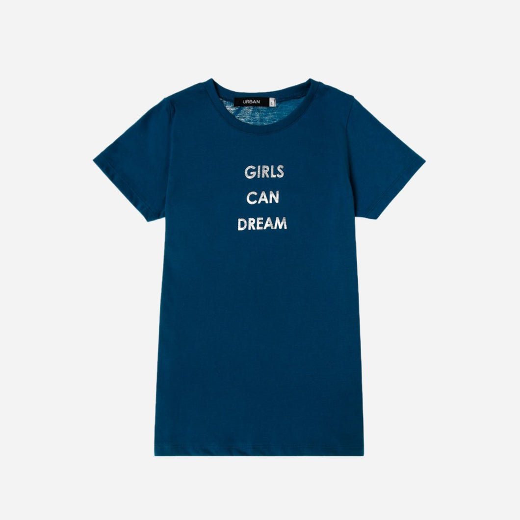 GTW Urban Girls Teens' Girls Can Dream Statement Tee in Blue