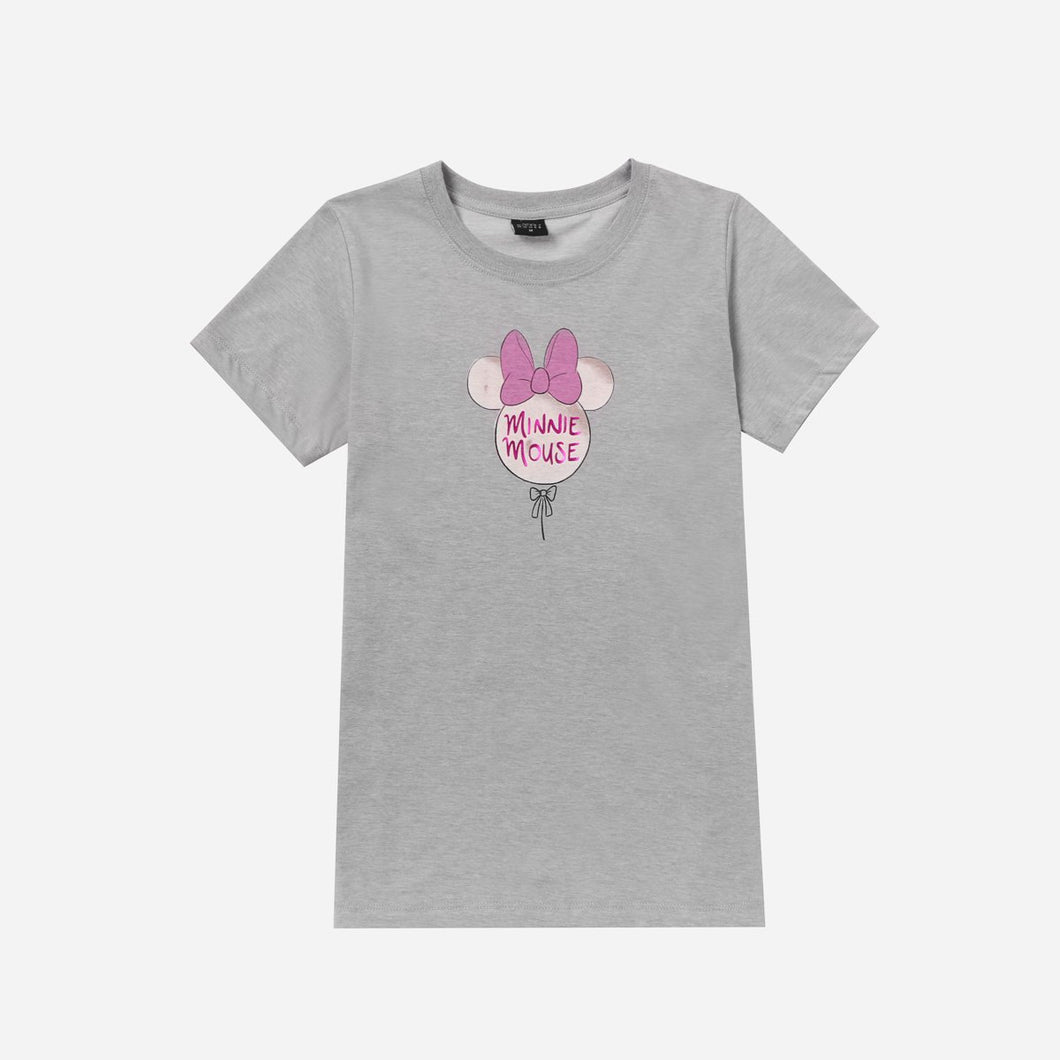 Disney Minnie Mouse Girls Teens' Minnie Balloon Graphic Tee in Gray