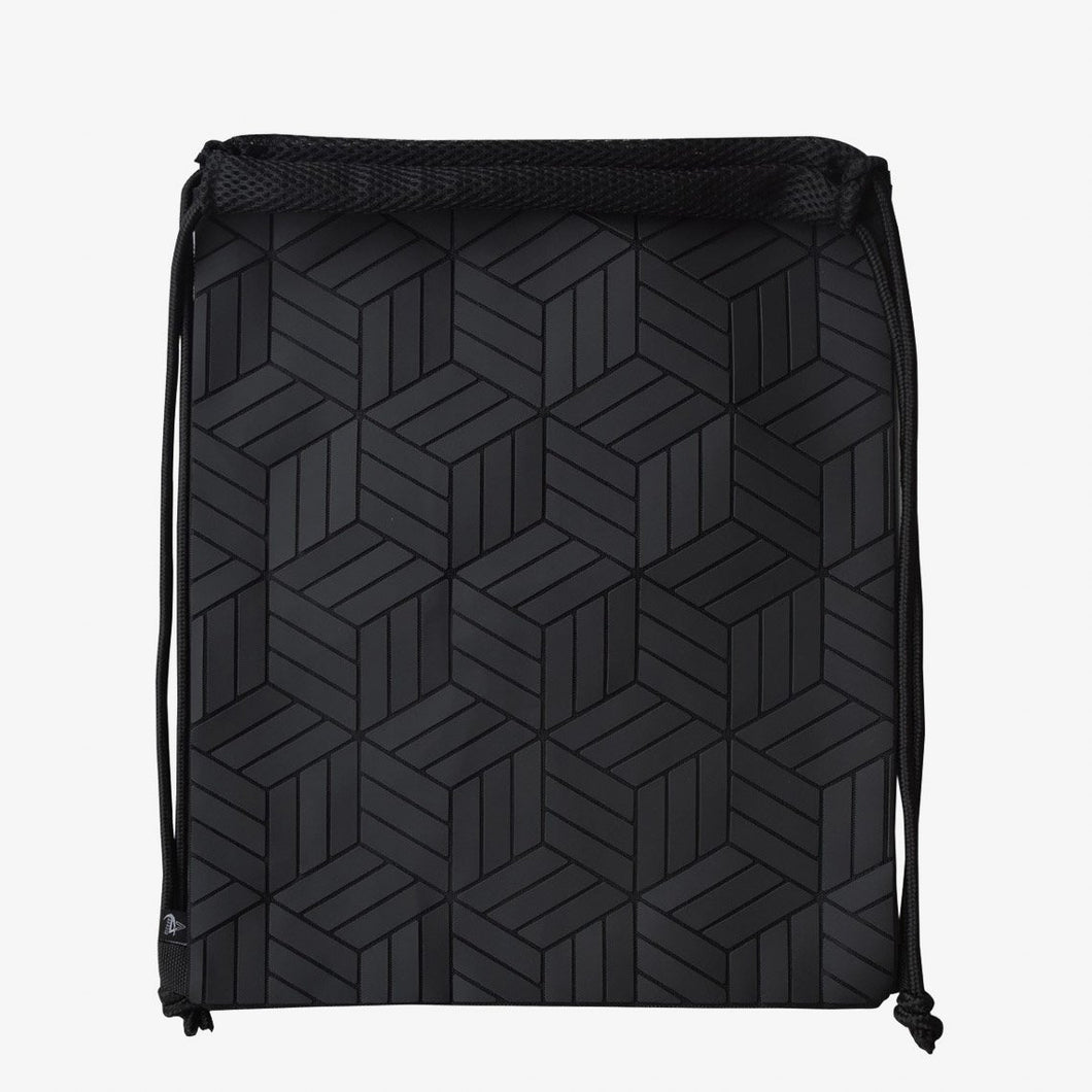 Geometric Knapsack Drawstring Bag in Black