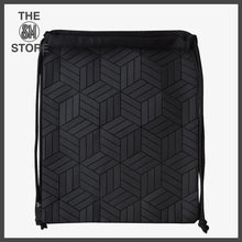 Load image into Gallery viewer, Geometric Knapsack Drawstring Bag in Black
