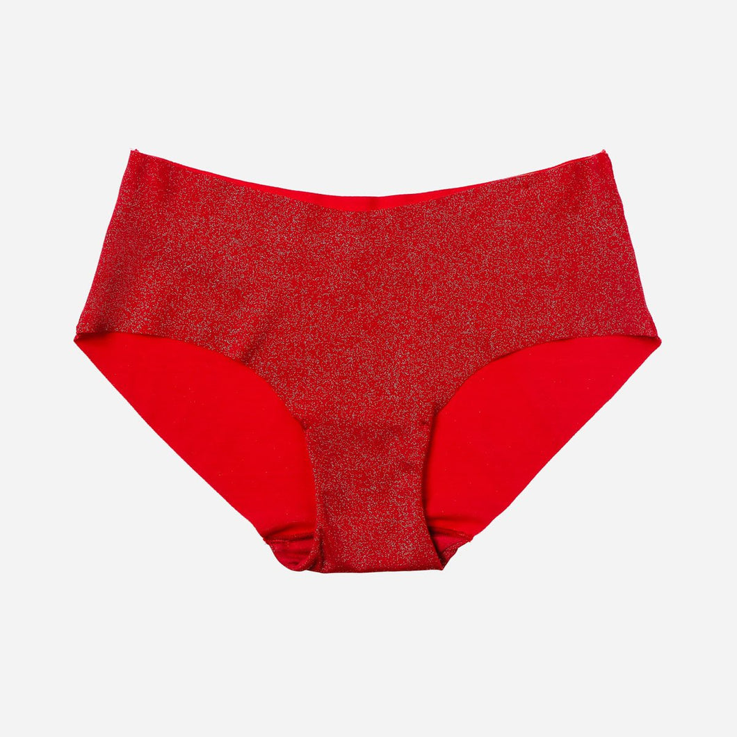 Gigi Amore Ladies' Seamless Glitter Hipster Panty in Maroon