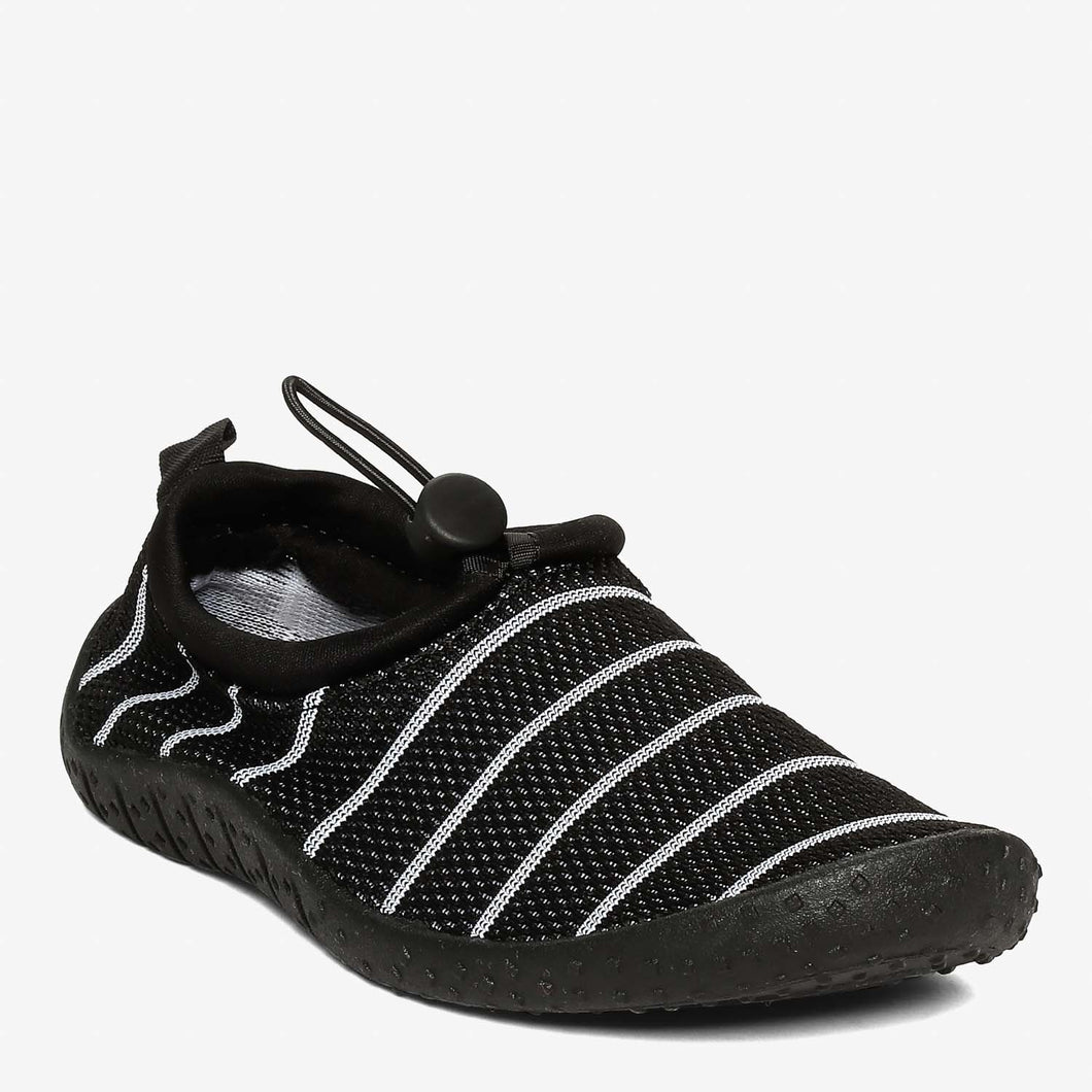 Kicks Ladies' Lerici Striped Knit Aqua Shoes in White and Black