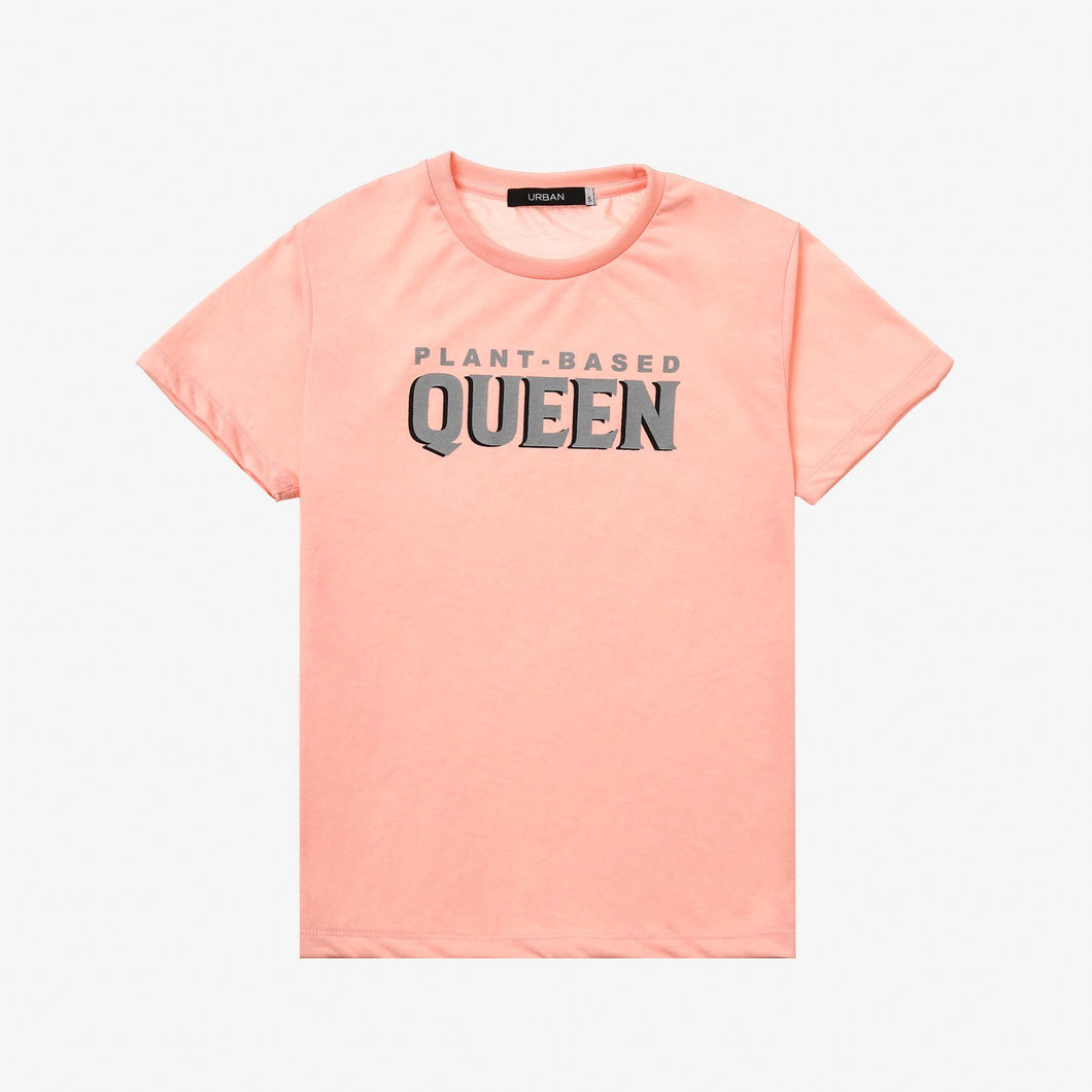 GTW Urban Girls Teens' Plant-Based Queen Statement Tee in Pink