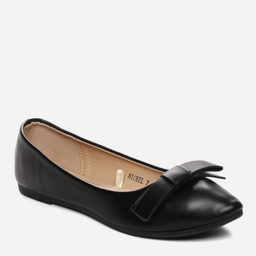 Solemate Ladies' Nickel Bow Flats in Black