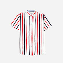 Load image into Gallery viewer, Smyth Boys Teens&#39; Button-Down Collar Striped Shirt in Navy Blue
