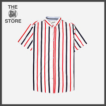 Load image into Gallery viewer, Smyth Boys Teens&#39; Button-Down Collar Striped Shirt in Navy Blue
